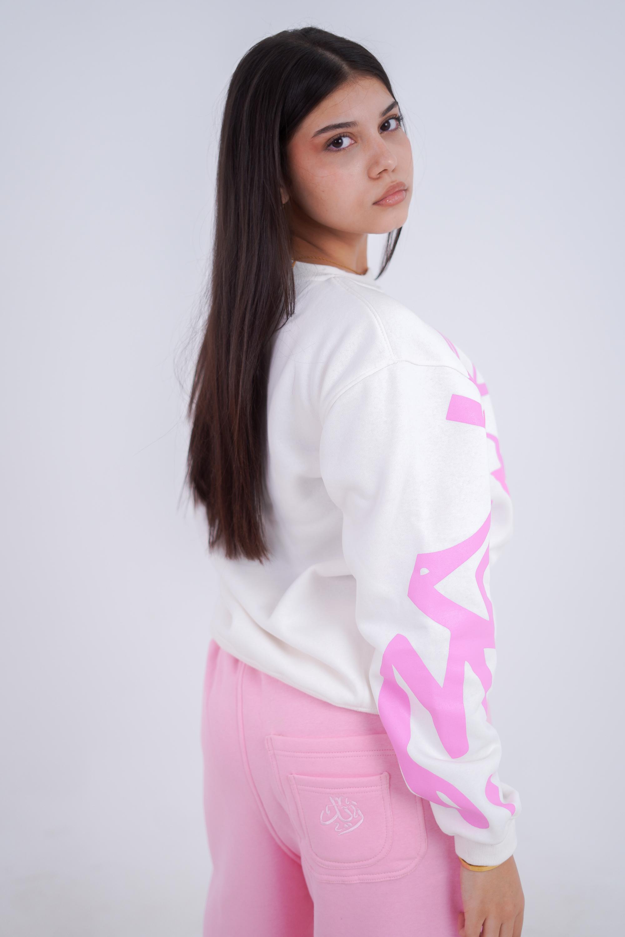 White in Pink Zeed Creneck