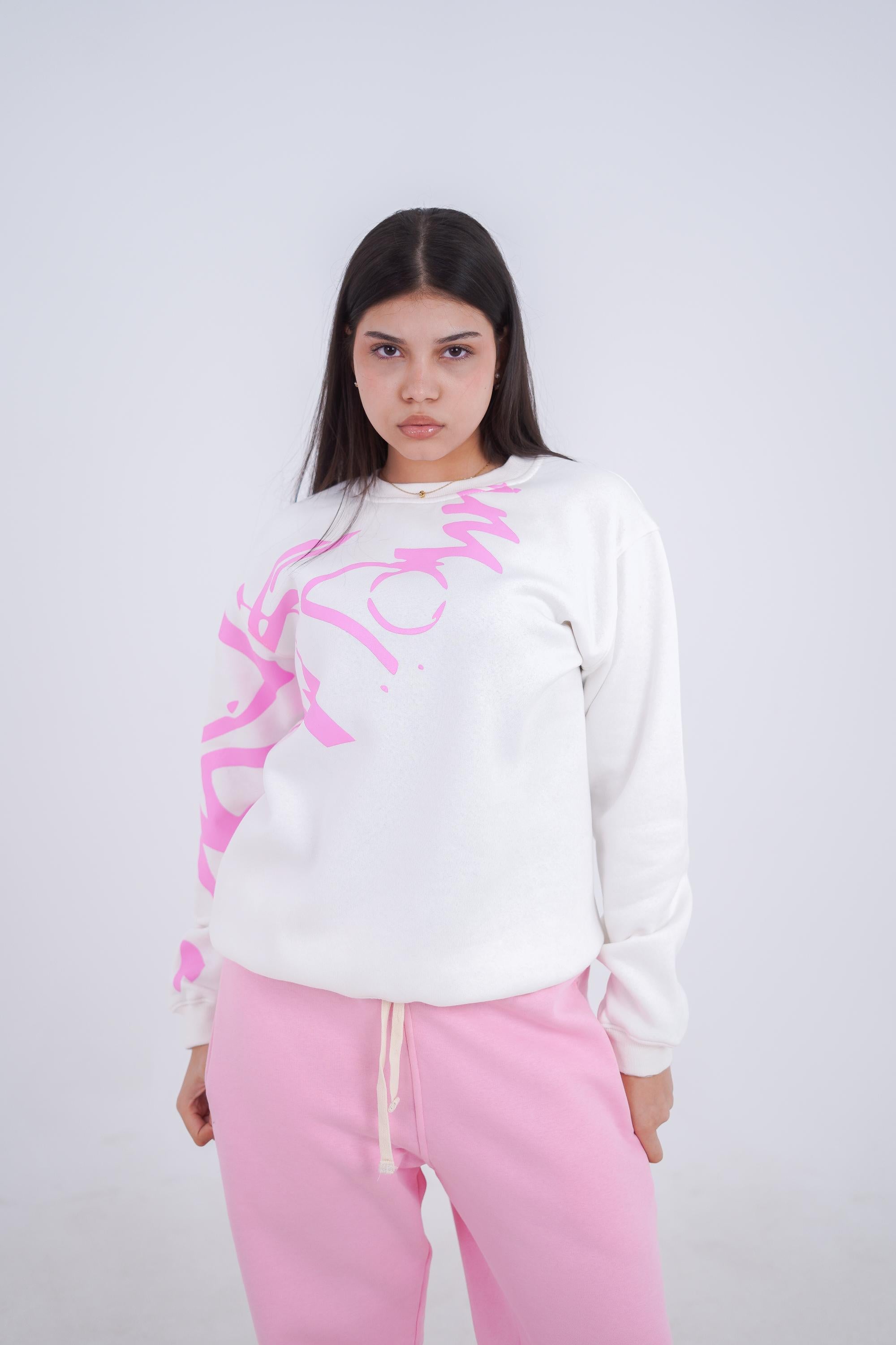 White in Pink Zeed Creneck