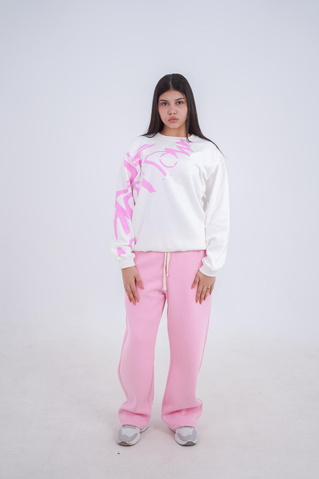 White in Pink Zeed Creneck