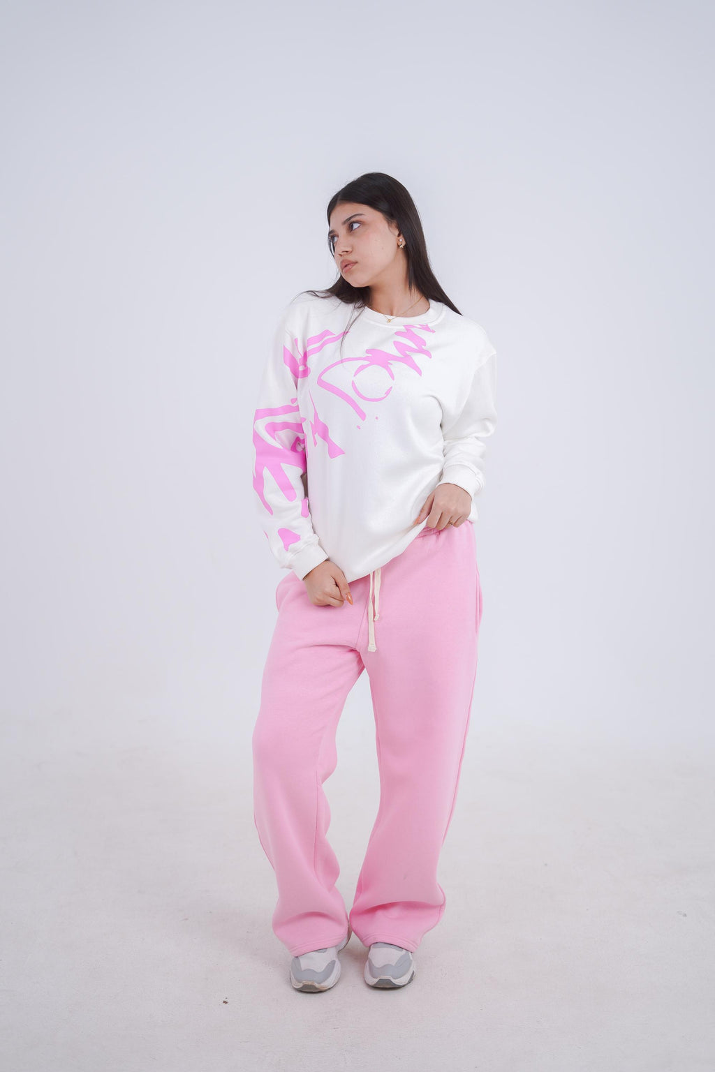 White in Pink Zeed Creneck