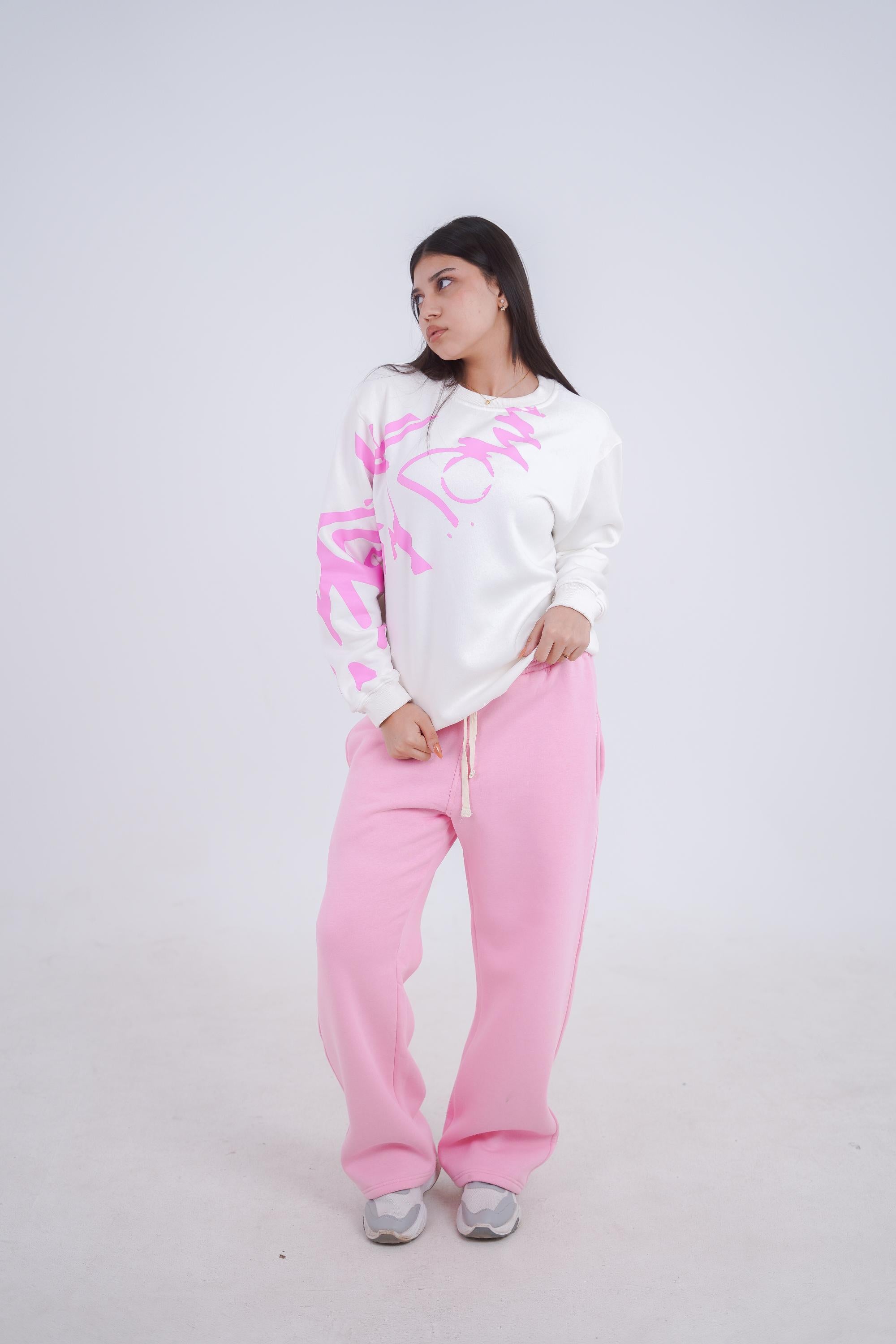 White in Pink Zeed Creneck