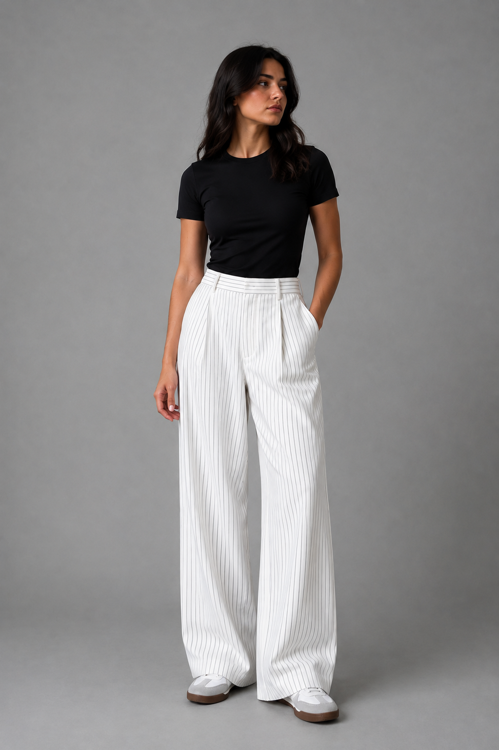 Stripped pants In White