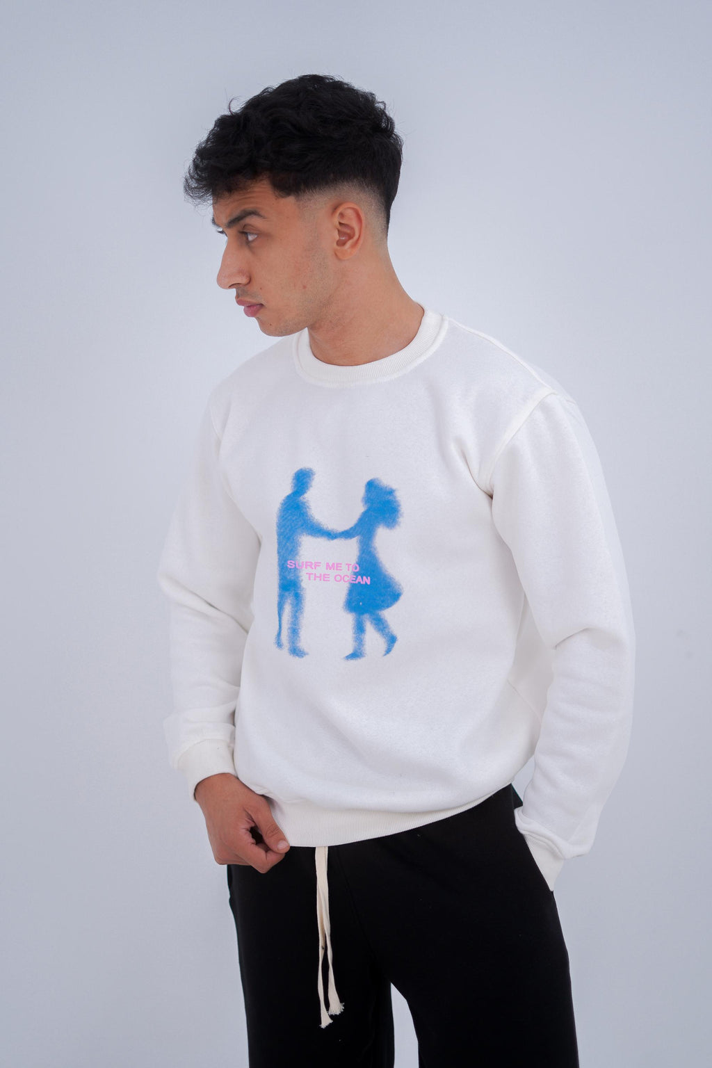 White in blue Zeed Crewneck