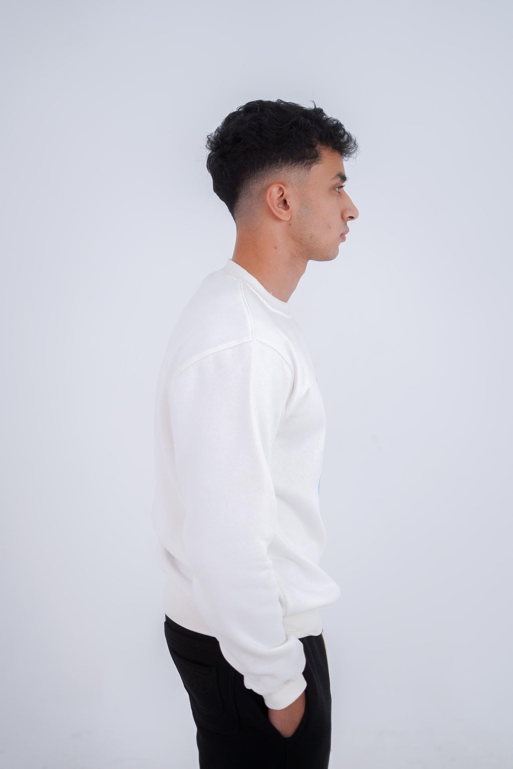 White in blue Zeed Crewneck