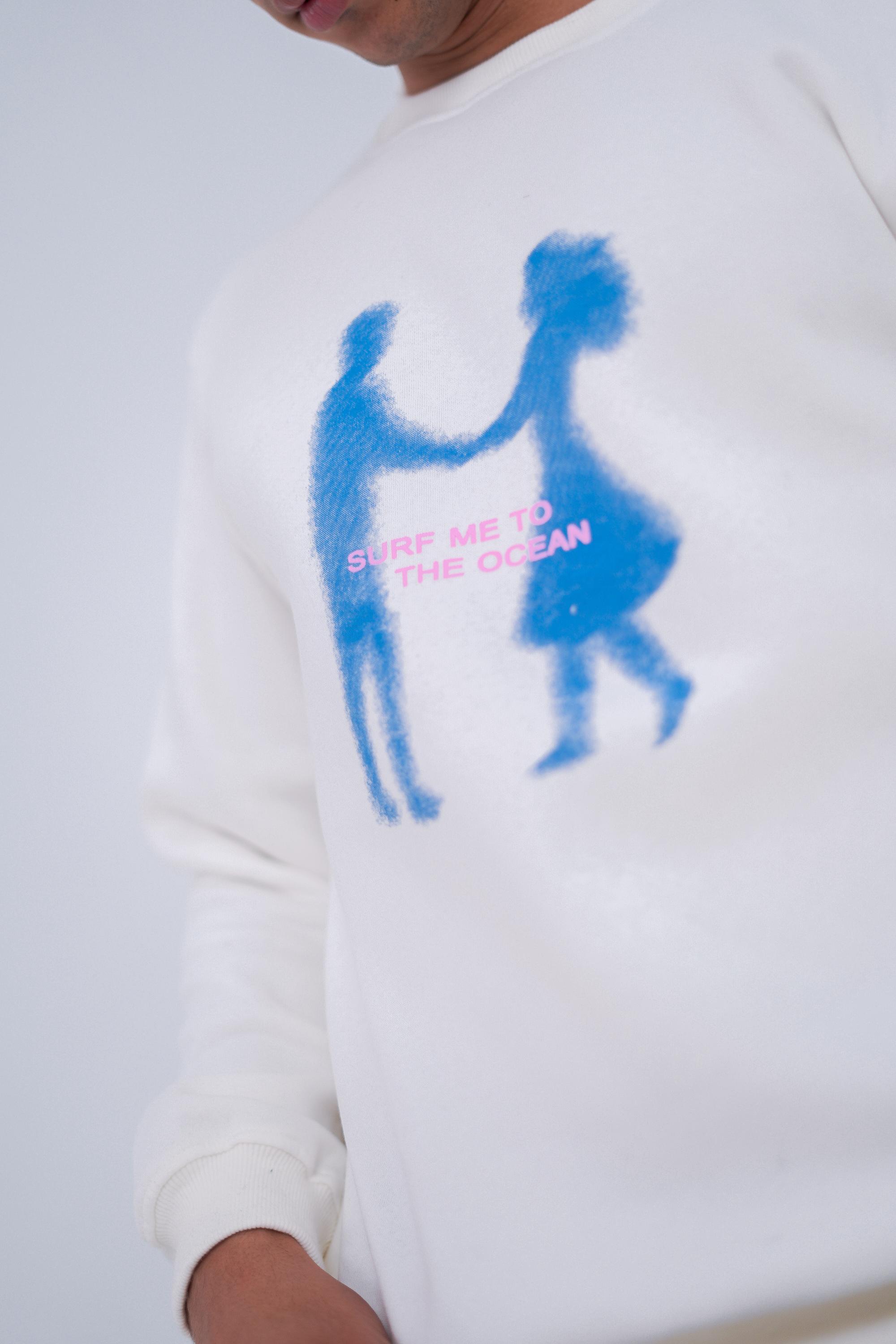 White in blue Zeed Crewneck