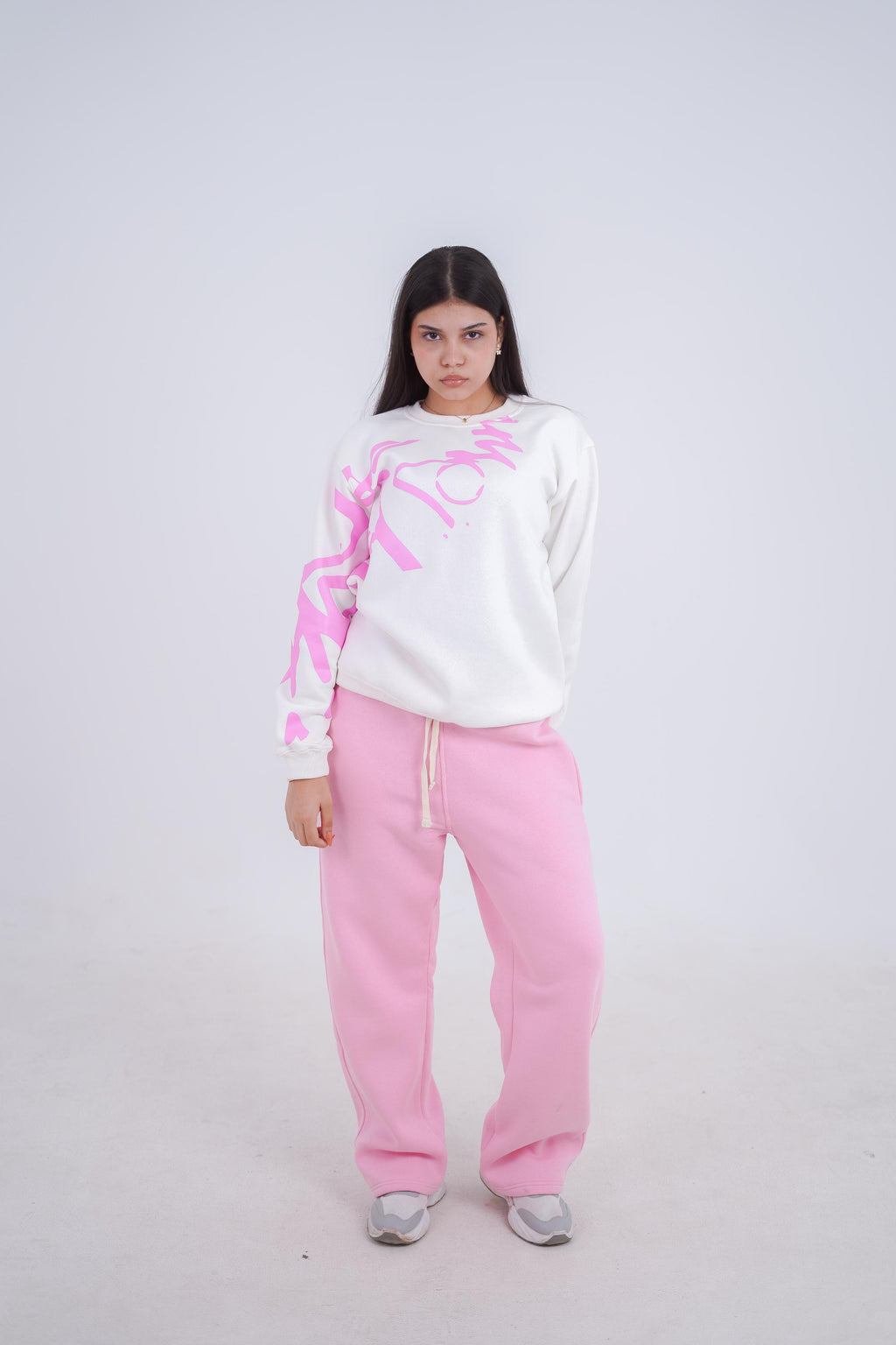 White in Pink Zeed Creneck