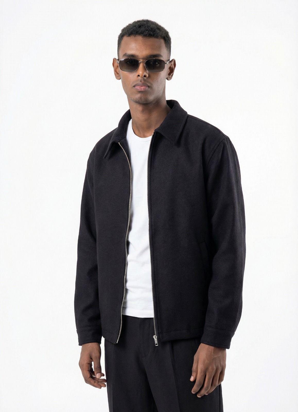 Wool Zip-Up - Black