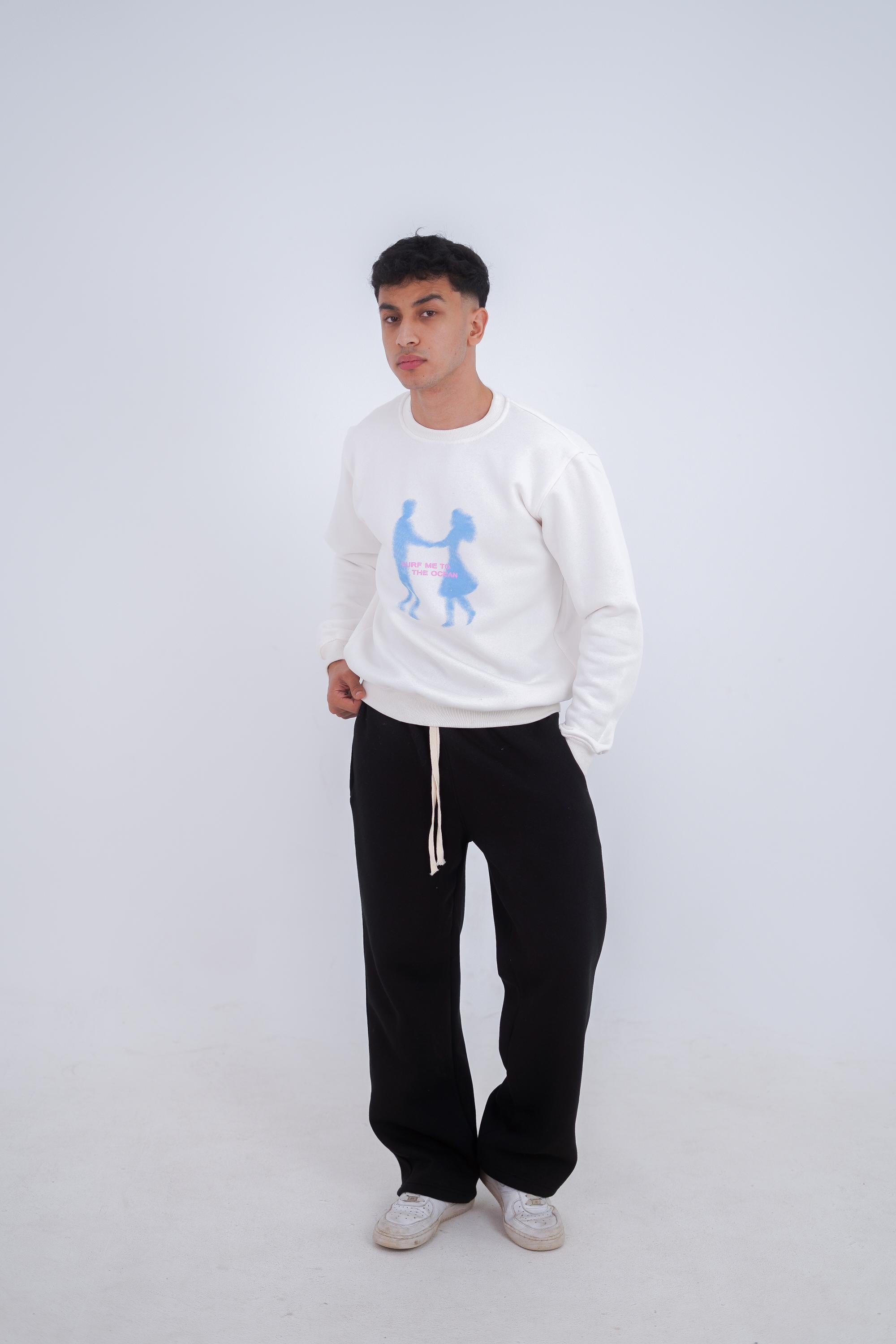 White in blue Zeed Crewneck