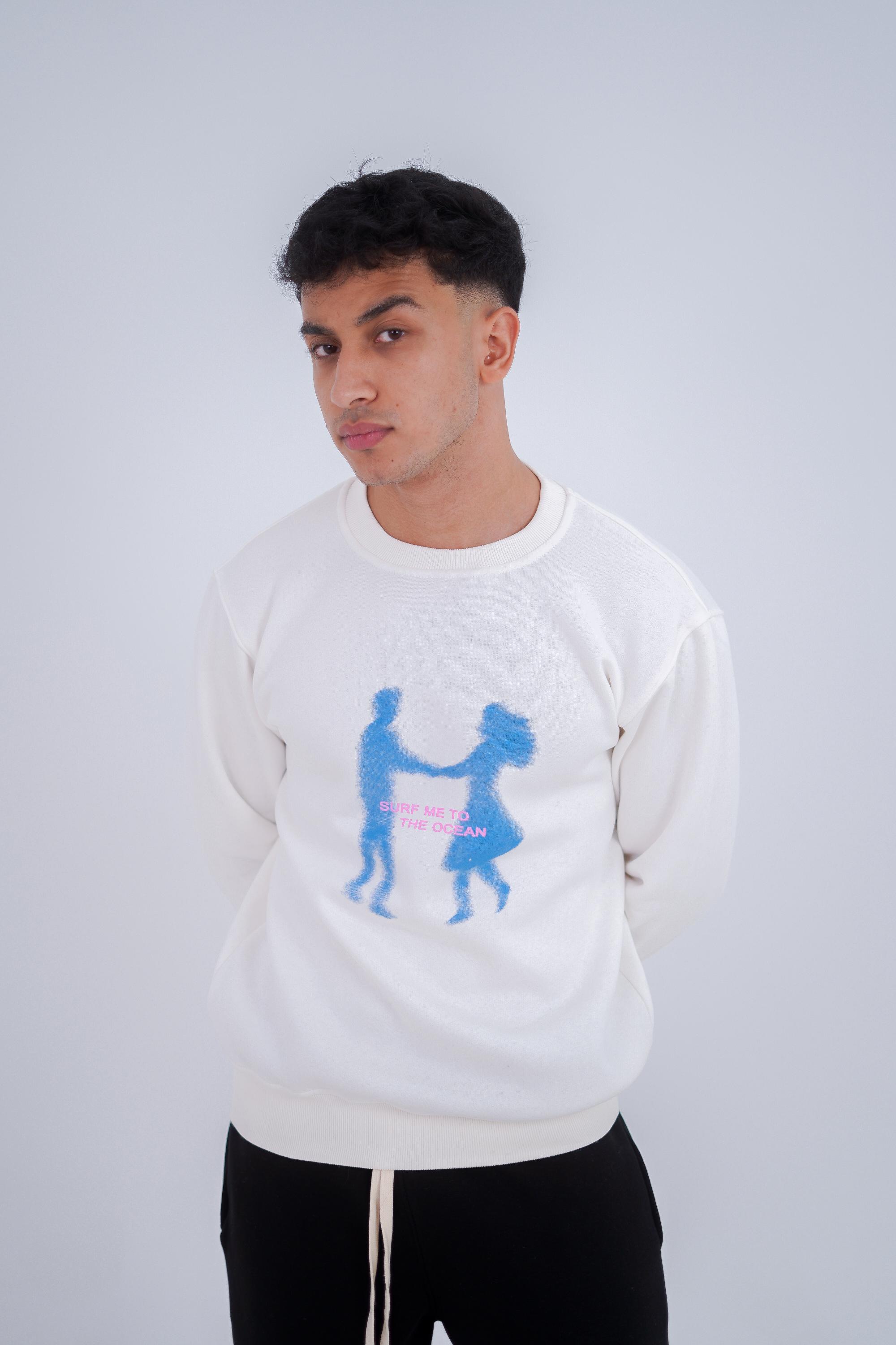 White in blue Zeed Crewneck